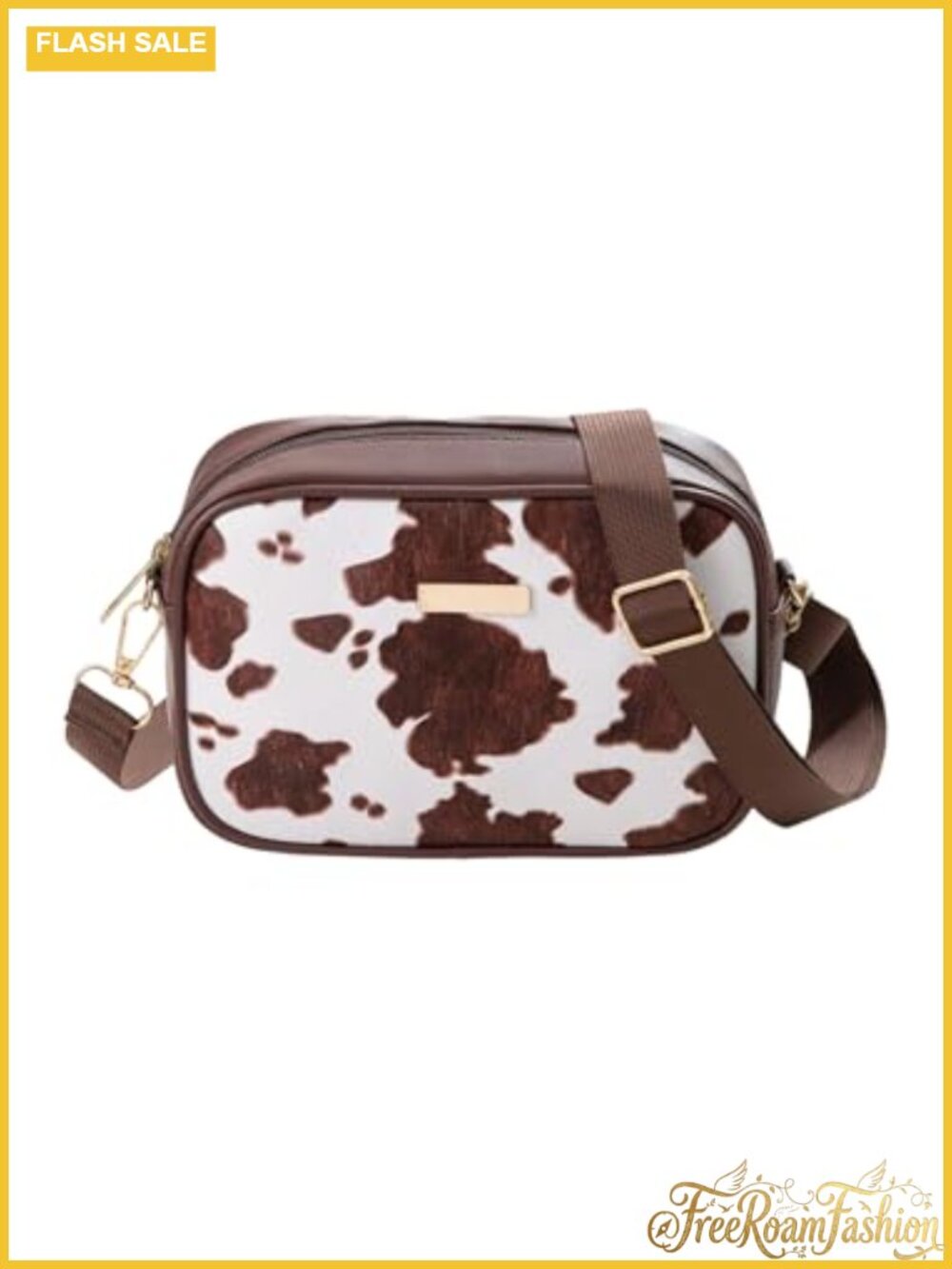 Women's Cow Print Crossbody Bag Square Shoulder Bag Everyday Purse